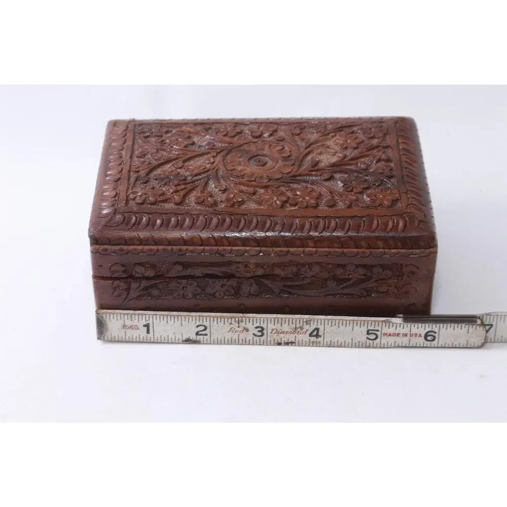 Wood Sculpture Jewelry Box, Antique, 6